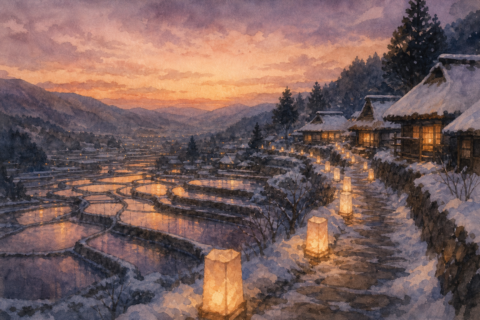 秋田県を象徴する風景イラスト