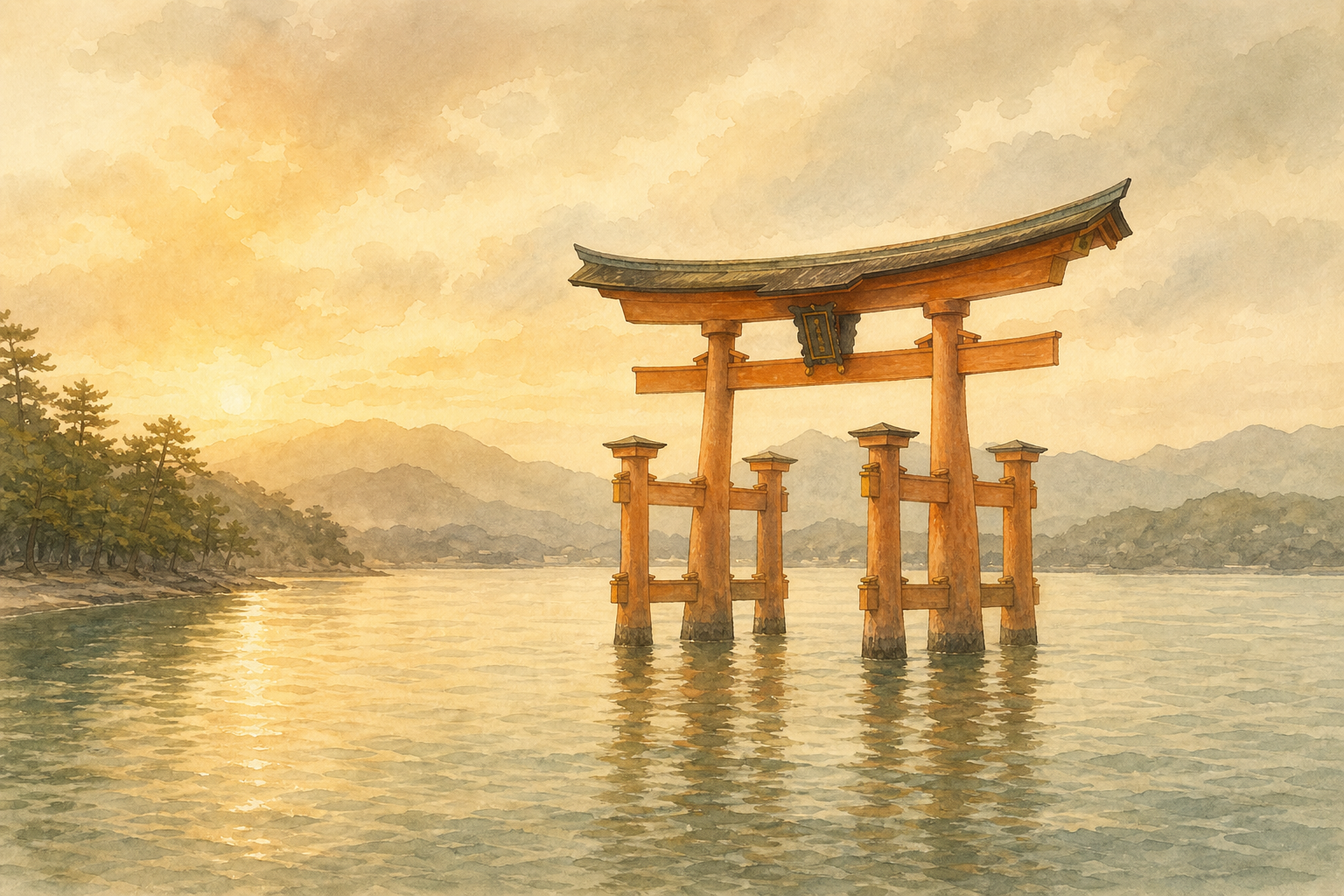 広島県を象徴する風景イラスト