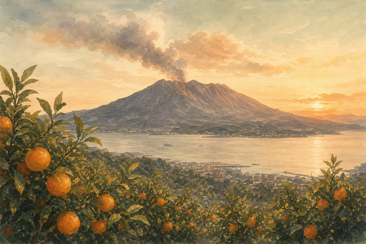 鹿児島県を象徴する風景イラスト