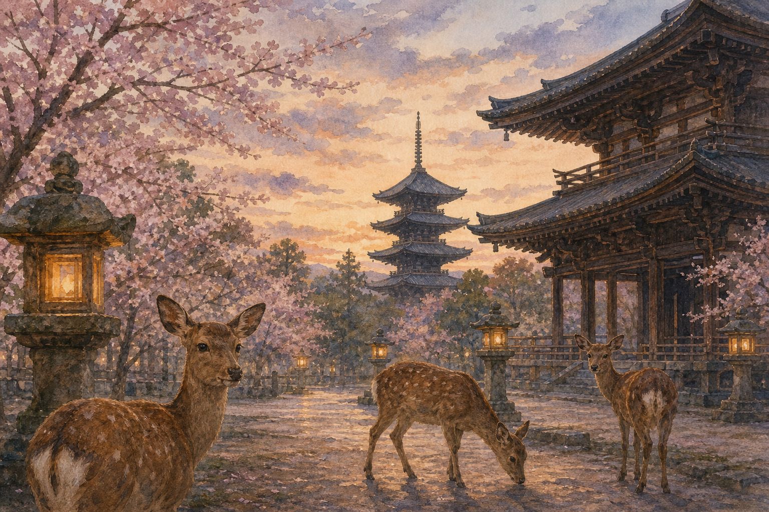 奈良県を象徴する風景イラスト