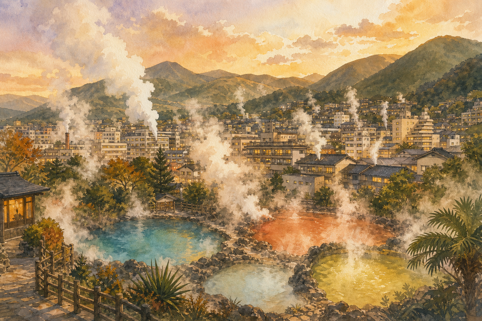大分県を象徴する風景イラスト